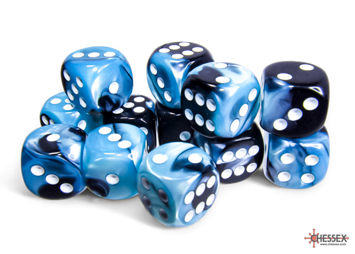 Chessex Dice - Gemini Black-Shell/white d6 Dice Block (12 Dice)