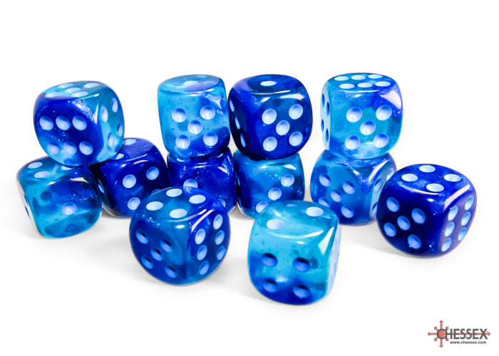 Chessex Dice - Gemini Blue-Blue/light blue 16mm d6 Dice Block (12 Dice)