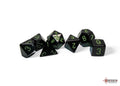 Chessex Dice - Opaque Black/Green Polyhedral 7-Die Set
