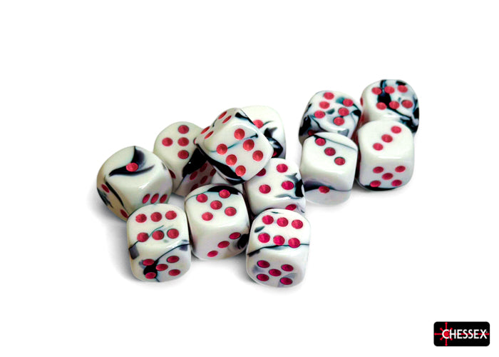 Chessex Dice - Gemini Black-White/pink d6 Dice Block (12 Dice)