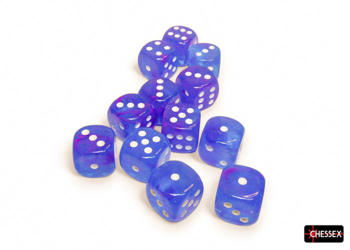 Chessex Dice - Nebula Aura/white 16mm d6 Dice Block (12 Dice)