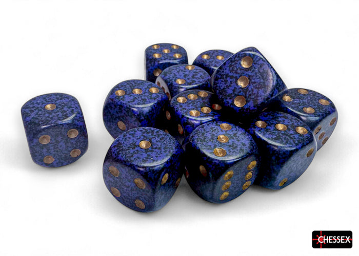 Chessex Dice - Speckled Golden Cobalt d6 Dice Block (12 Dice)