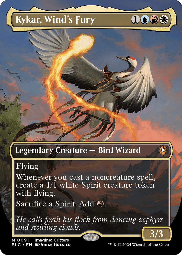 Kykar, Wind's Fury (Borderless) (BLC-091) [Bloomburrow Commander] Foil