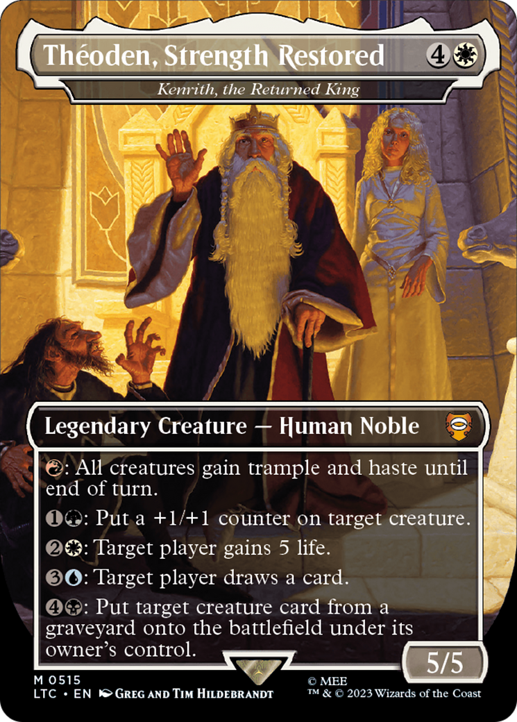 Theoden, Strength Restored - Kenrith, the Returned King (Borderless) (LTC-515) [Tales of Middle-earth Commander] Foil