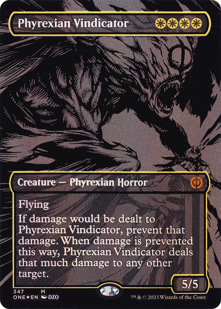 Phyrexian Vindicator (Oil Slick Raised Foil) (ONE-347) (Borderless) [Phyrexia: All Will Be One] Foil