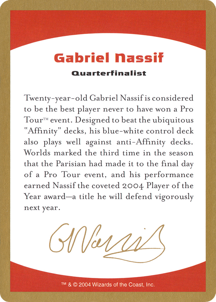 2004 Gabriel Nassif Biography Card [World Championship Decks 2004]