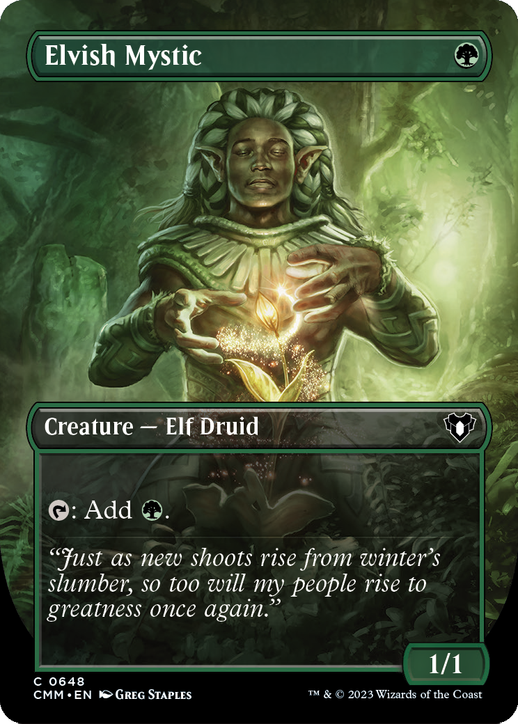 Elvish Mystic (Borderless) (CMM-648) [Commander Masters]