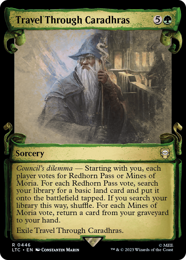 Travel Through Caradhras (Showcase Scrolls) (LTC-446) [Tales of Middle-earth Commander] Foil