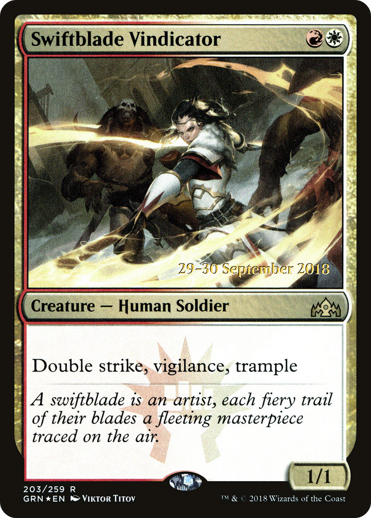 Swiftblade Vindicator (PRE-203) [Guilds of Ravnica Promos] Foil