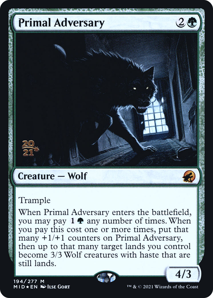 Primal Adversary (PRE-194) [Innistrad: Midnight Hunt Promos] Foil
