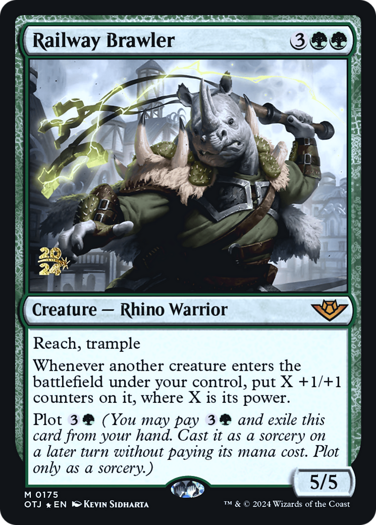 Railway Brawler (PRE-175) [Outlaws of Thunder Junction Promos] Foil