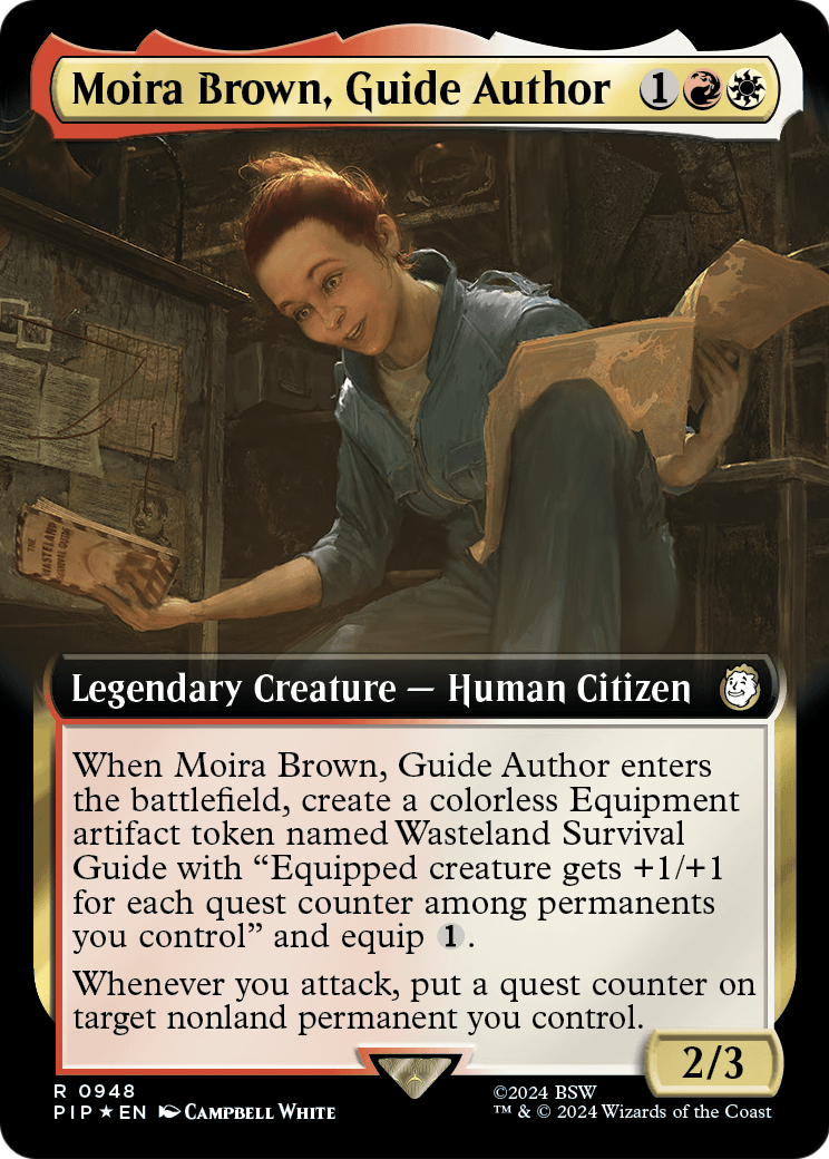 Moira Brown, Guide Author (Extended Art) (Surge Foil) (PIP-948) [Fallout] Foil