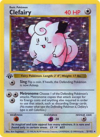 Clefairy (5/102) [Base Set Shadowless] 1st Edition Holofoil - Holo Rare