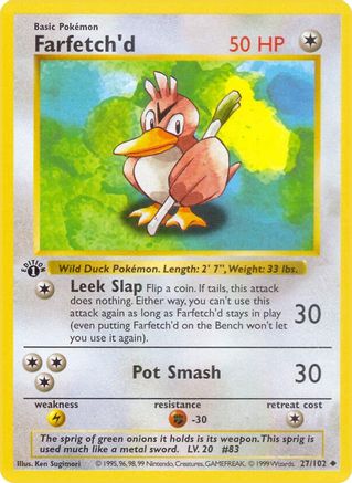 Farfetch'd (027/102) [Base Set Shadowless] 1st Edition - Uncommon