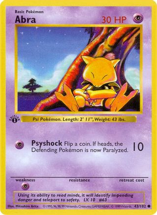 Abra (043/102) [Base Set Shadowless] 1st Edition - Common