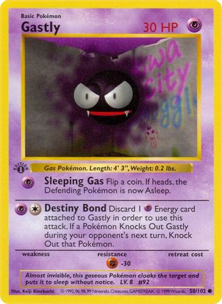 Gastly (050/102) [Base Set Shadowless] 1st Edition - Common