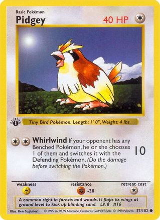 Pidgey (057/102) [Base Set Shadowless] 1st Edition - Common