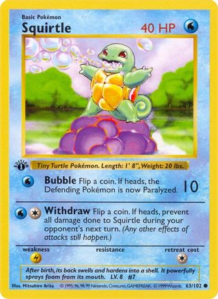 Squirtle (063/102) [Base Set Shadowless] 1st Edition - Common