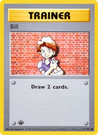 Bill (091/102) [Base Set Shadowless] 1st Edition - Common