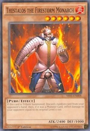 Thestalos the Firestorm Monarch (Common) (SR01-EN008) - Structure Deck: Emperor of Darkness Unlimited