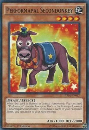 Performapal Secondonkey (Common) (YS16-EN012) - Starter Deck: Yuya 1st Edition