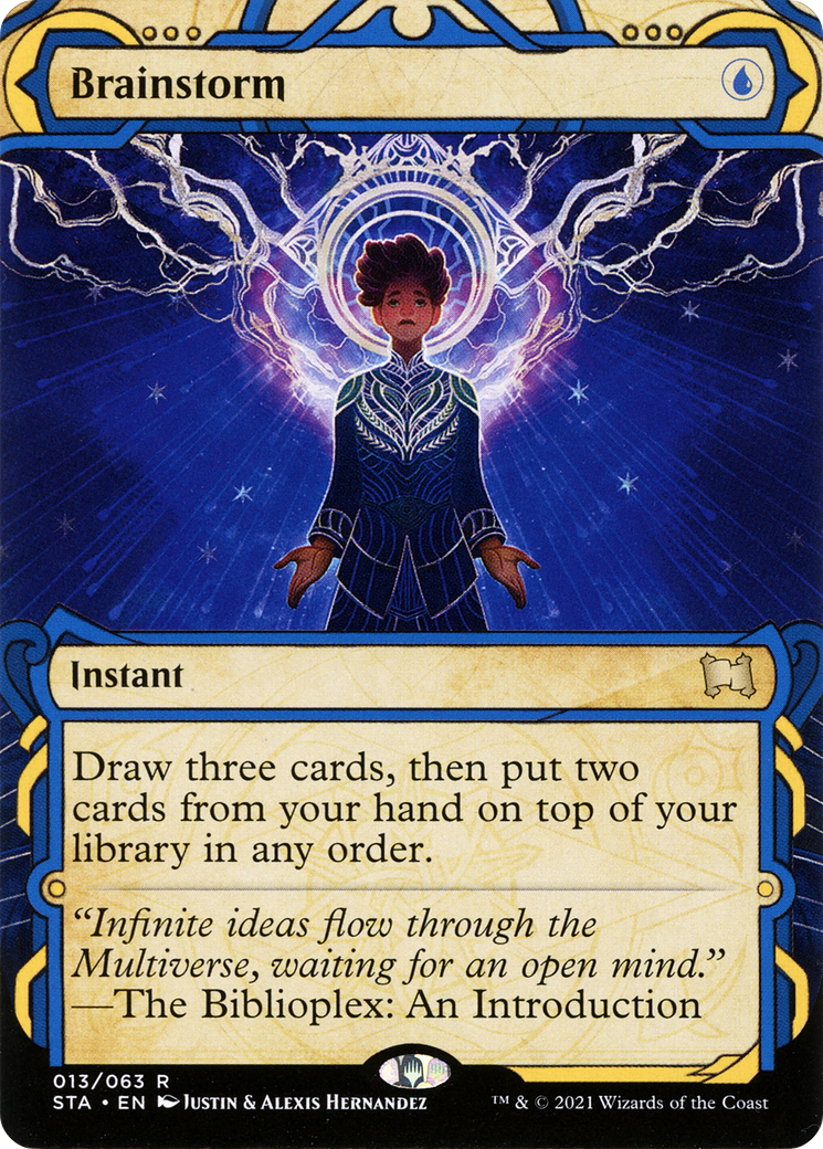 Brainstorm (STA-013) (Showcase) (Borderless) [Strixhaven Mystical Archive] Foil