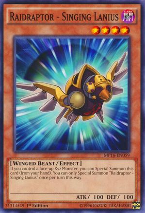 Raidraptor - Singing Lanius (Common) (MP16-EN059) - 2016 Mega-Tins Mega Pack 1st Edition