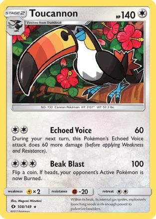 Toucannon (108/149) [SM Base Set] Reverse Holofoil - Rare