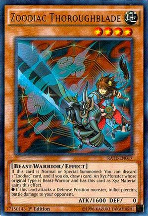 Zoodiac Thoroughblade (Ultra Rare) (RATE-EN017) - Raging Tempest 1st Edition