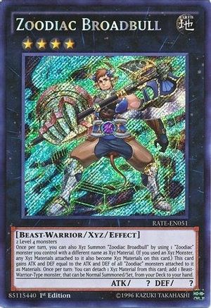 Zoodiac Broadbull (Secret Rare) (RATE-EN051) - Raging Tempest 1st Edition