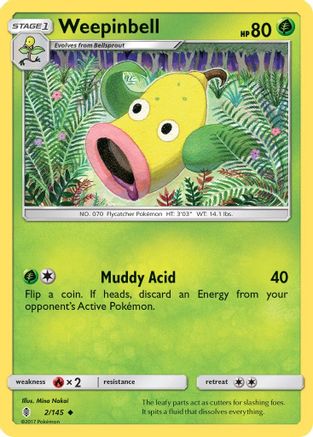 Weepinbell (002/145) [SM  Guardians Rising] Reverse Holofoil - Uncommon