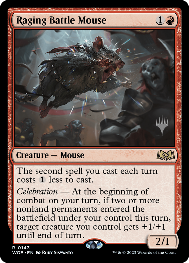 Raging Battle Mouse (PPWOE-143) [Promo Pack: Wilds of Eldraine Promos] Foil
