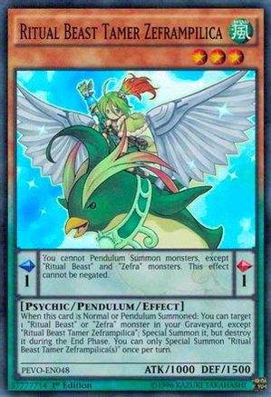 Ritual Beast Tamer Zeframpilica (Super Rare) (PEVO-EN048) - Pendulum Evolution 1st Edition