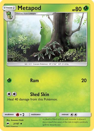 Metapod (002/147) [SM  Burning Shadows] Reverse Holofoil - Uncommon
