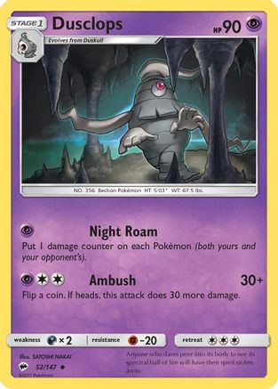 Dusclops (052/147) [SM  Burning Shadows] Reverse Holofoil - Uncommon
