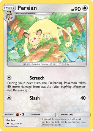 Persian (102/147) [SM  Burning Shadows] Reverse Holofoil - Rare