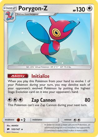 Porygon-Z (105/147) [SM  Burning Shadows] Reverse Holofoil - Holo Rare