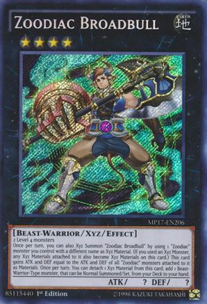 Zoodiac Broadbull (Secret Rare) (MP17-EN206) - 2017 Mega-Tins Mega Pack 1st Edition