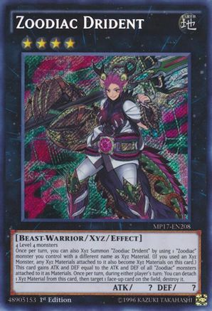 Zoodiac Drident (Secret Rare) (MP17-EN208) - 2017 Mega-Tins Mega Pack 1st Edition