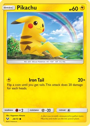 Pikachu (028/73) [Shining Legends] Reverse Holofoil - Common