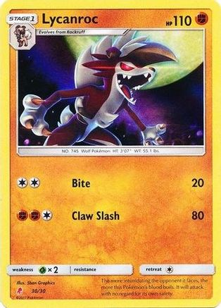 Lycanroc (#30 Holofoil) (30/30) [SM Trainer Kit Lycanroc & Alolan Raichu] Holofoil - Uncommon