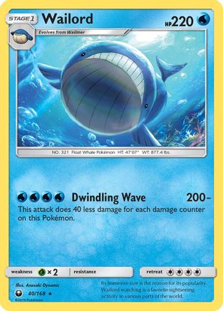 Wailord (040/168) [SM  Celestial Storm] Reverse Holofoil - Rare
