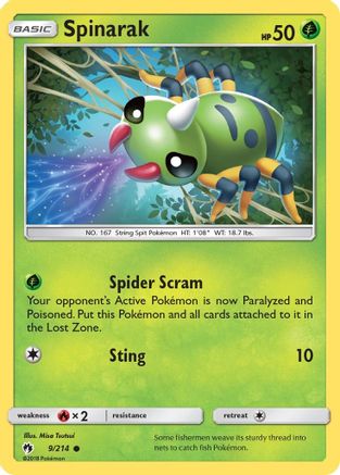 Spinarak (9/214) [SM  Lost Thunder] Reverse Holofoil - Common