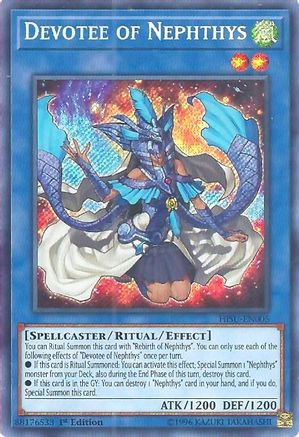 Devotee of Nephthys (Secret Rare) (HISU-EN005) - Hidden Summoners 1st Edition