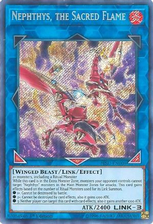 Nephthys, the Sacred Flame (Secret Rare) (HISU-EN008) - Hidden Summoners 1st Edition