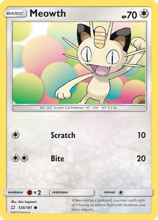 Meowth (125/181) [SM  Team Up] Reverse Holofoil - Common