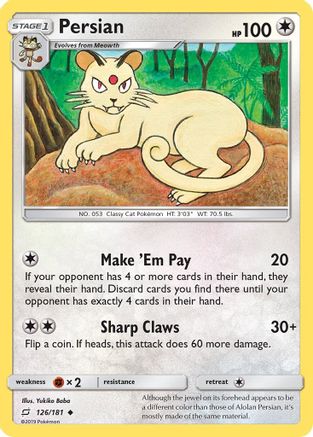 Persian (126/181) [SM  Team Up] Reverse Holofoil - Uncommon