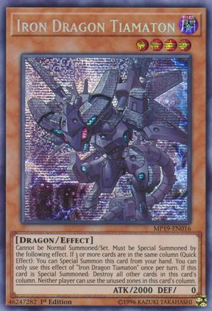 Iron Dragon Tiamaton (Prismatic Secret Rare) (MP19-EN016) - 2019 Gold Sarcophagus Tin Mega Pack 1st Edition