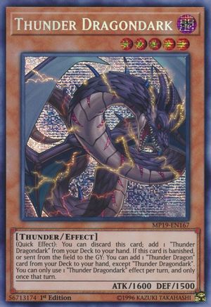 Thunder Dragondark (Prismatic Secret Rare) (MP19-EN167) - 2019 Gold Sarcophagus Tin Mega Pack Unlimited