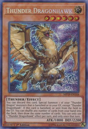 Thunder Dragonhawk (Prismatic Secret Rare) (MP19-EN168) - 2019 Gold Sarcophagus Tin Mega Pack 1st Edition